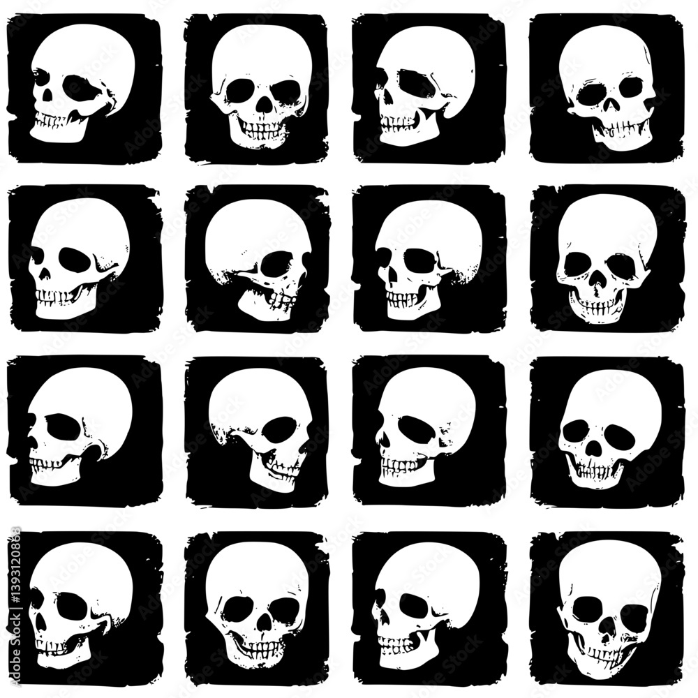 Pattern of Pastel skulls vector icons, Pastel skulls seamless pattern Pattern of Pastel skulls vector icons, Pastel skulls seamless pattern