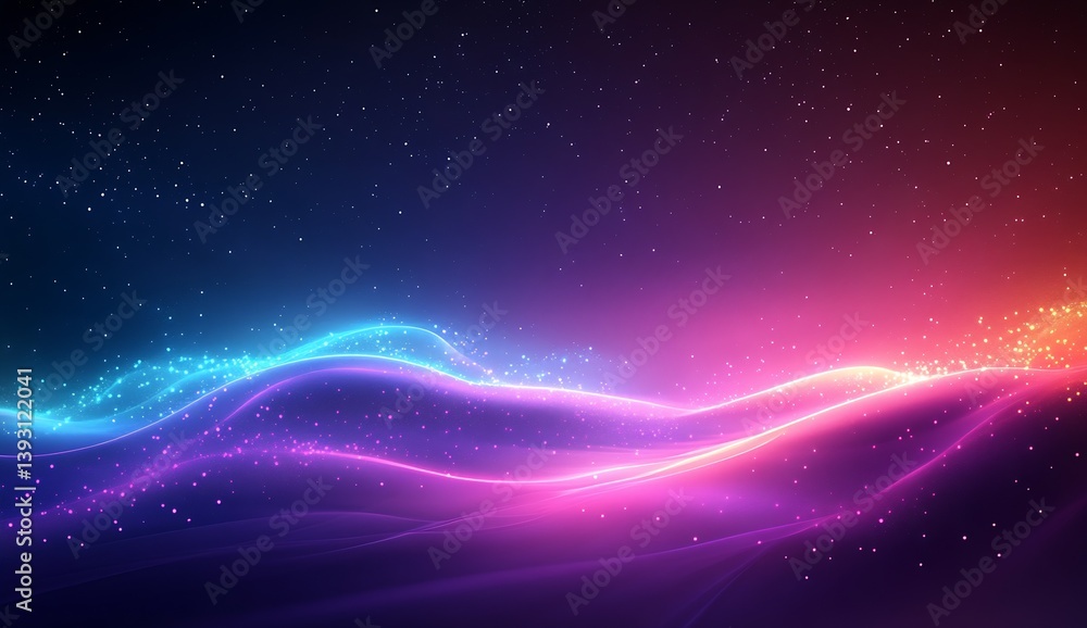 Fototapeta premium Captivating waves of neon colors cascading in a smooth flow over a dark background for a stunning visual effect : Generative AI