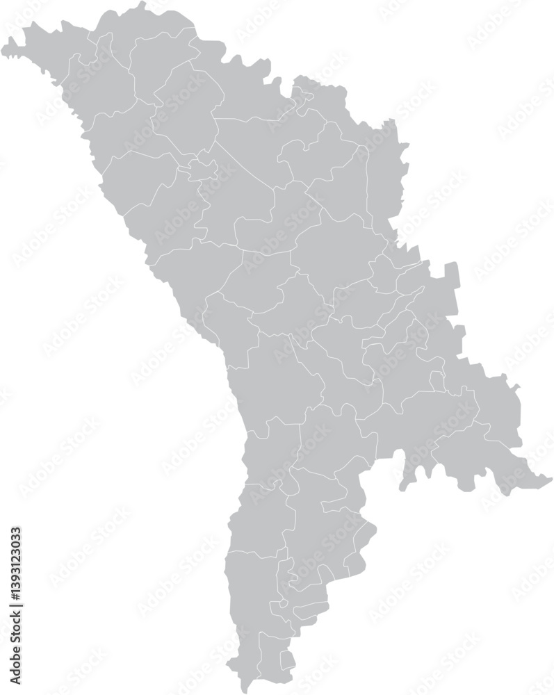 Fototapeta premium Moldova Map – Vector Country Outline with Political Regions 