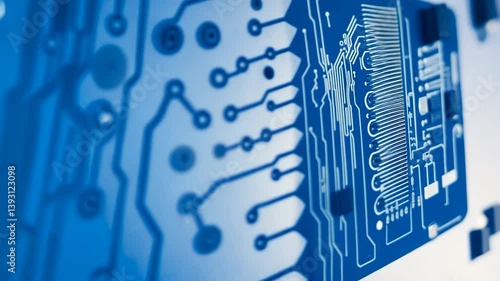 Abstract Close-Up of a Blue Circuit Board: Technology and Innovation