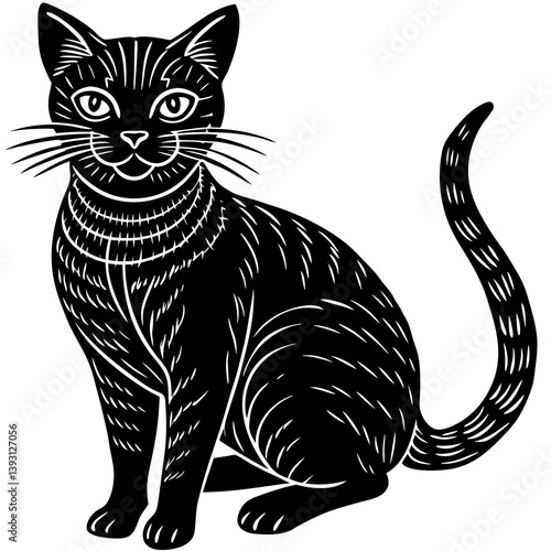 black and white cat vector