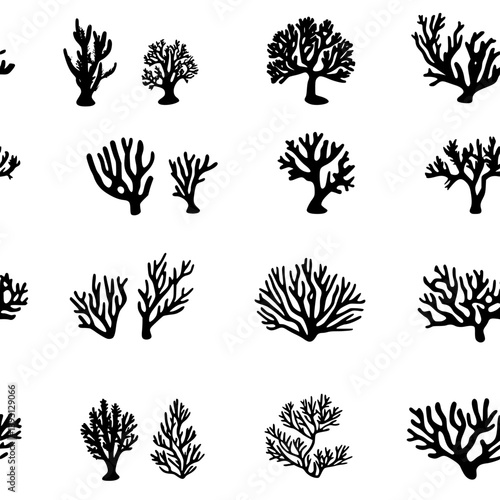 Collection of Corals pattern vector designs, Corals reapeating pattern