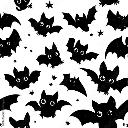 Pattern of Cute bats vector icons, Cute bats tiled design