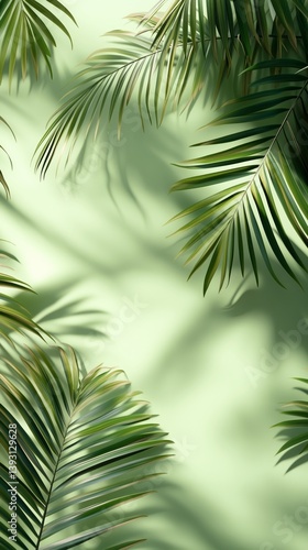 Lush Green Leaves Casting Shadows on a Soft Background