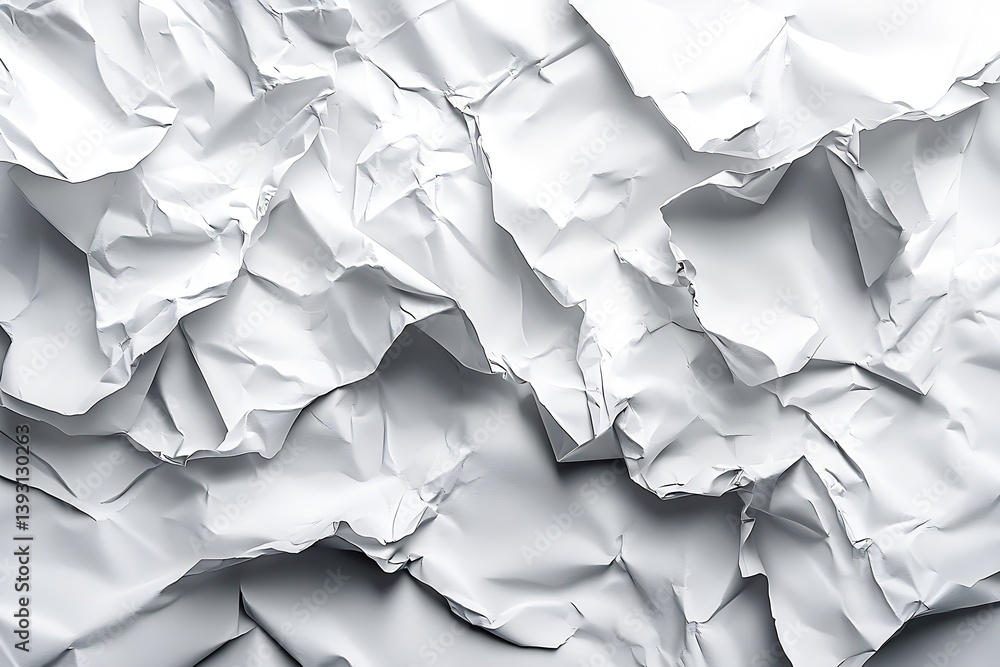 Abstract Texture of Crumpled White Paper with Dramatic Shadows for Creative Backgrounds and Designs : Generative AI Abstract Texture of Crumpled White Paper with Dramatic Shadows for Creative Backgrounds and Designs : Generative AI