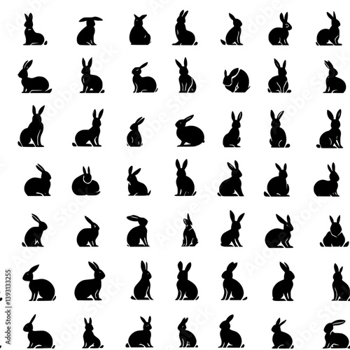 Collection of Hares pattern vector designs, Hares reapeating pattern