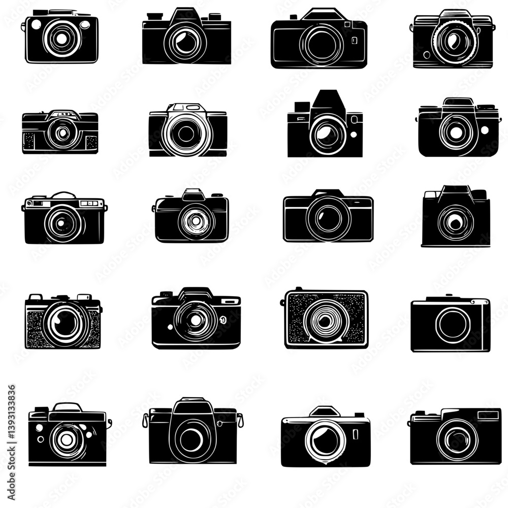 Pattern of Old cameras vector icons, Old cameras tiled design Pattern of Old cameras vector icons, Old cameras tiled design