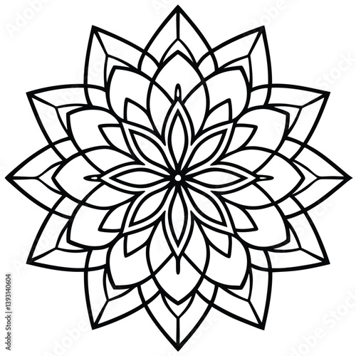 Mandala design black and white flowers vector illustration showcases a floral design element