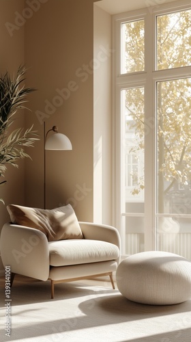 Cozy Modern Living Room With Natural Light and Minimalist Decor in the Afternoon