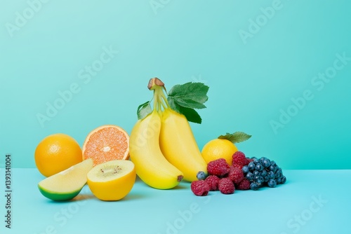 Obraz na płótnie different fruits and berries that differ from each other by their color gradient w salonie