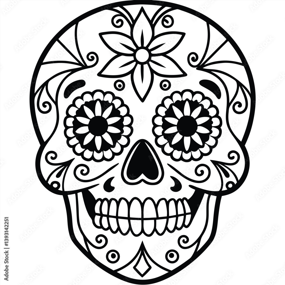 Skull and crossbones vector illustration, a death symbol with tribal design elements Skull and crossbones vector illustration, a death symbol with tribal design elements
