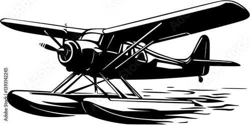 Floatplane, Light aircraft vector design, Floatplane, Light aircraft illustration art