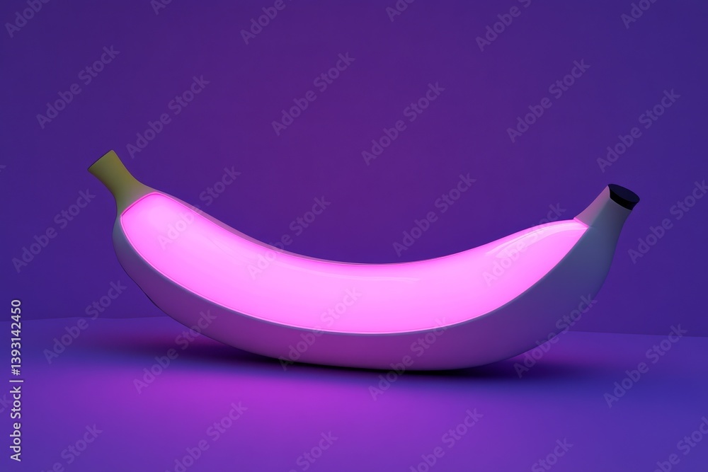 Futuristic banana with neon light accents