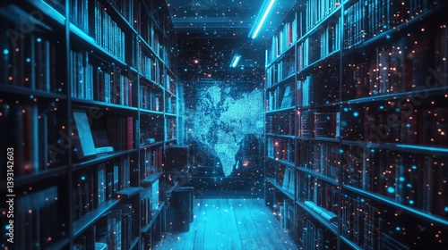 Obraz na płótnie collections of books in innovative library with effects in advertising concept of bookstore w salonie