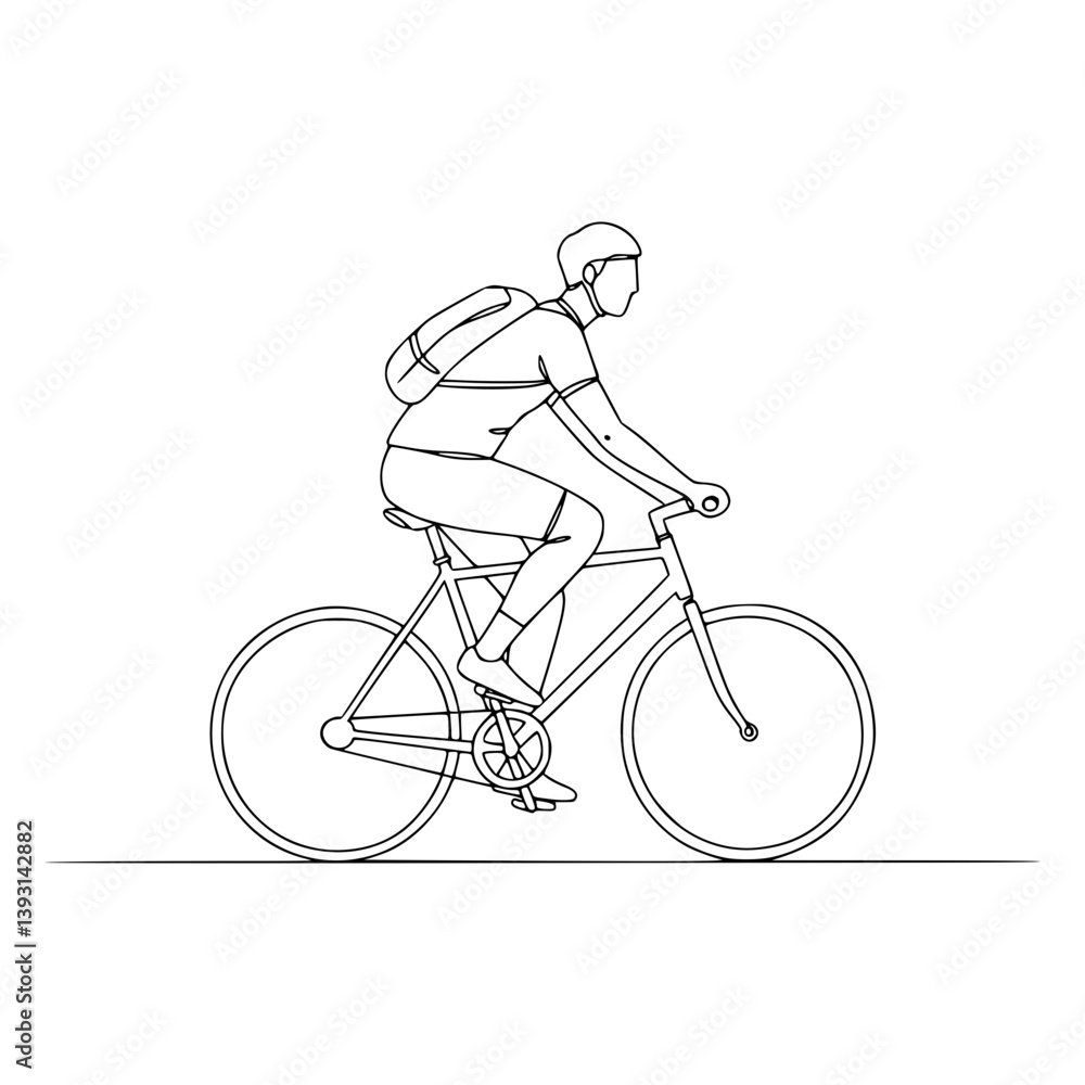 Fototapeta premium Bicycle Ride | Person riding a bike, side view