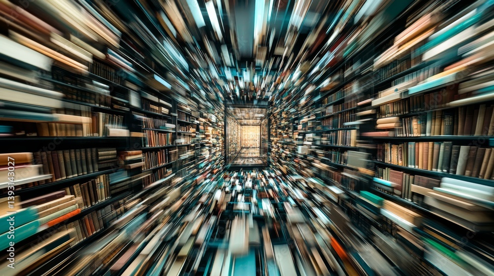collections of books in innovative library with effects in advertising concept of bookstore