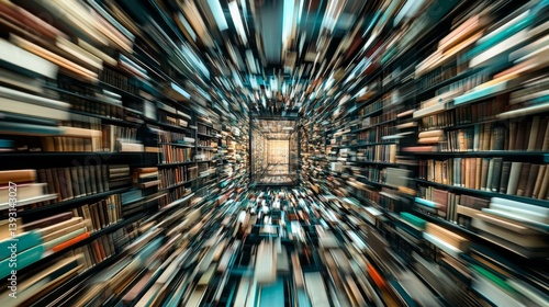 Obraz na płótnie collections of books in innovative library with effects in advertising concept of bookstore w salonie
