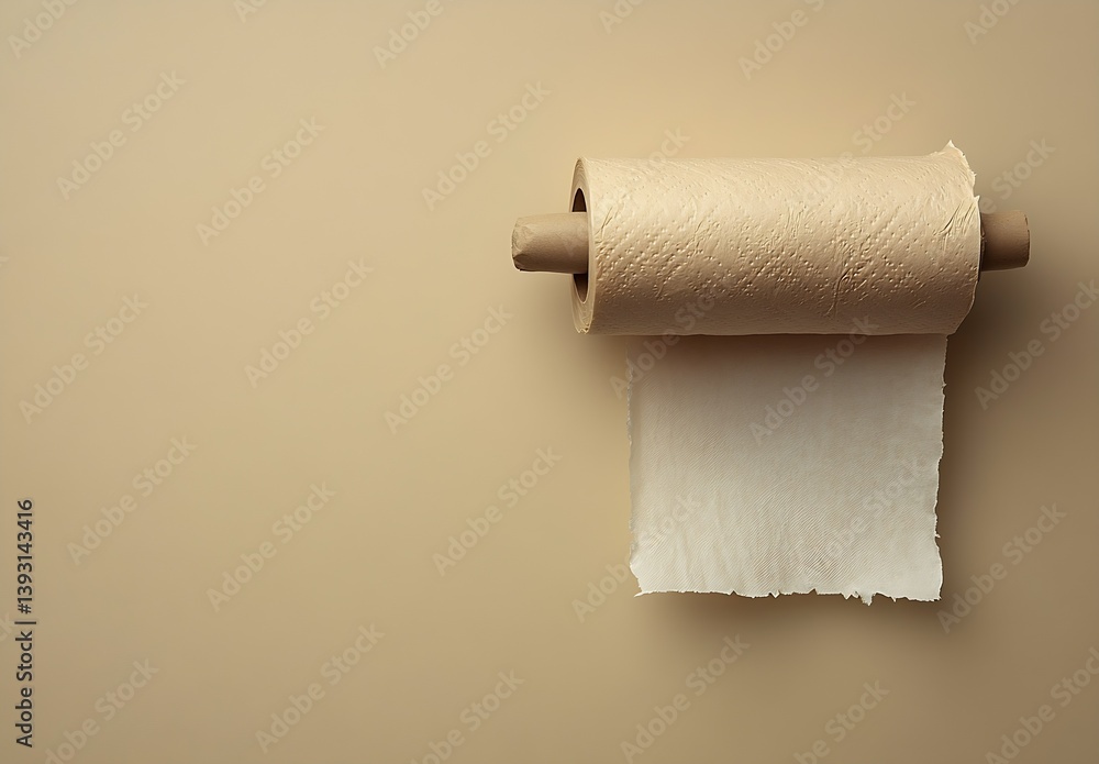 Obraz premium Stylish roll of textured paper towel on a minimalist design background showcasing natural colors : Generative AI