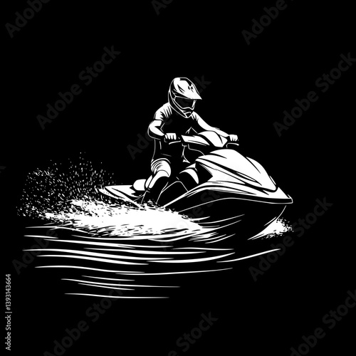 Water bike, Personal watercraft vector design, Water bike, Personal watercraft illustration art