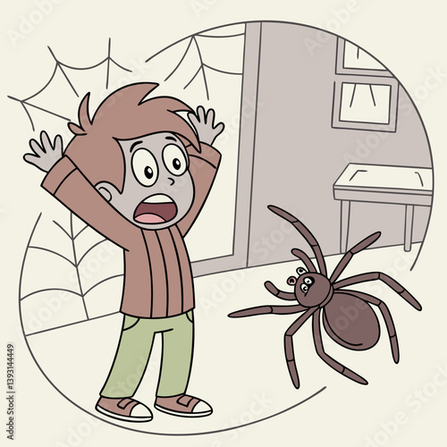 Fake spider prank with cartoon scared reaction