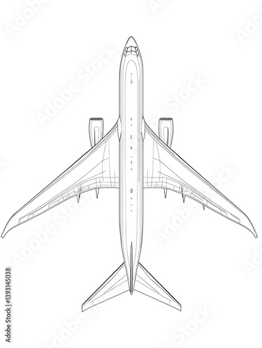 Airplane top view outline