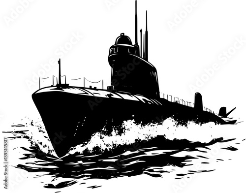 Military submarine, Submarine vector design, Military submarine, Submarine vector image