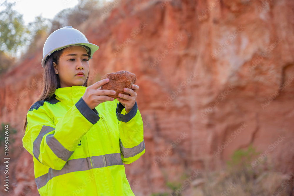 Geologist surveying mine,Explorers collect soil samples to look for minerals,exploring the depths of the earth,analyzing rock formations