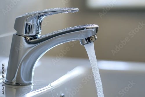 Obraz na płótnie Steel chrome faucet with water flow w salonie