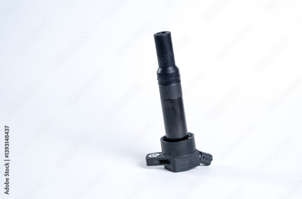 Car ignition coil on white background. Element of car engine. Car ignition coil on white background. Element of car engine.