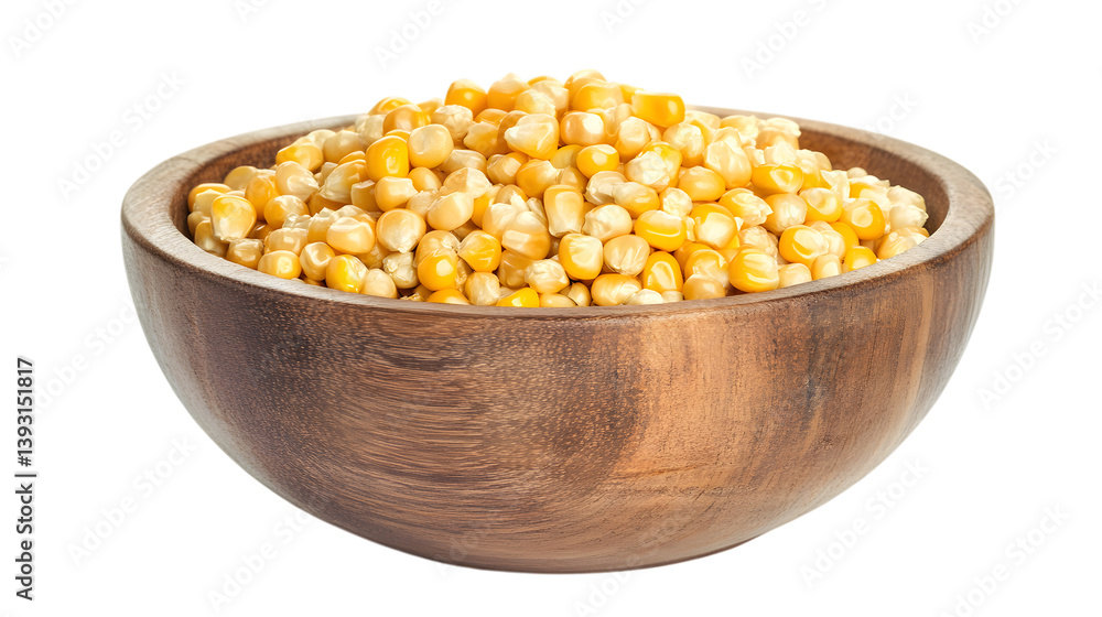 wooden bowl with corn kernels isolated on white background wooden bowl with corn kernels isolated on white background