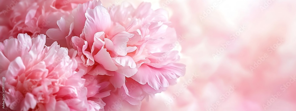 Soft Pink Peony Flowers Blossom in Dreamy Macro Still Life Photo Perfect for Springtime Greetings : Generative AI Soft Pink Peony Flowers Blossom in Dreamy Macro Still Life Photo Perfect for Springtime Greetings : Generative AI