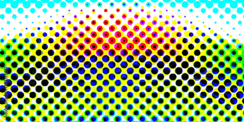 Abstract halftone pop art pattern artistic texture multicolored dots changing form background, abstract geometric monochrome gradient halftone dots background overlay distress design element.