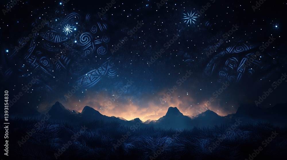 Fototapeta premium Matariki Day, traditional elements for Matariki Day, with a mystical and cultural feel