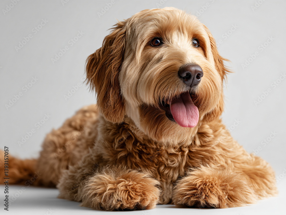 happy labradoodle with happy eyes and her tongue sticking out happy labradoodle with happy eyes and her tongue sticking out