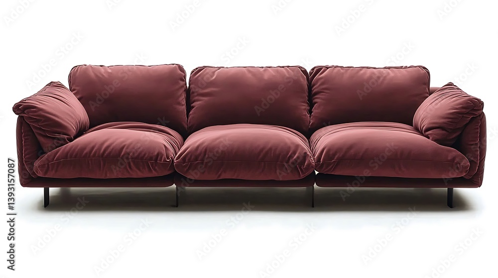 Fototapeta premium Red couch with three cushions