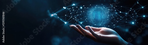 Global interconnected network held in a hand