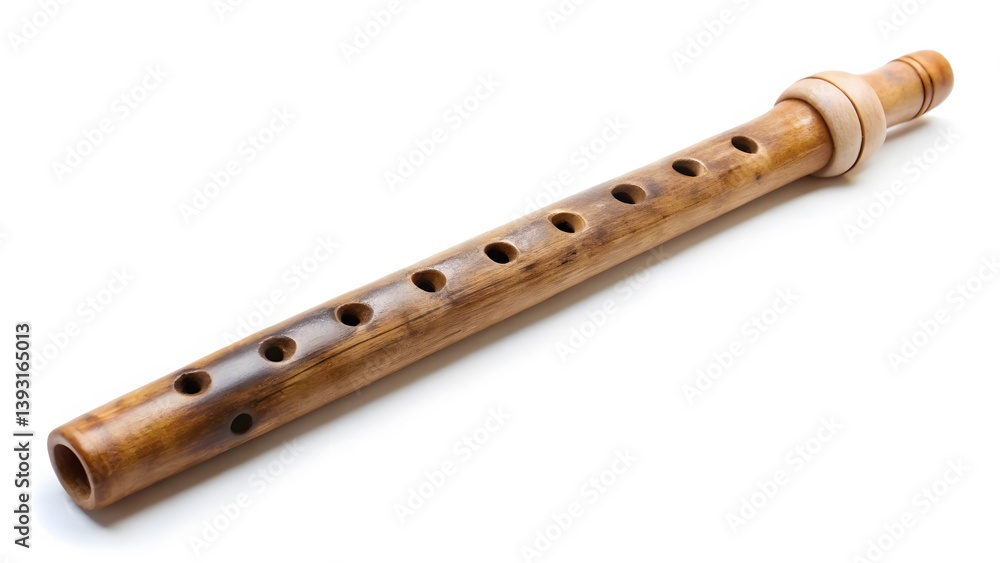 Naklejka premium Wooden Flute Musical Instrument