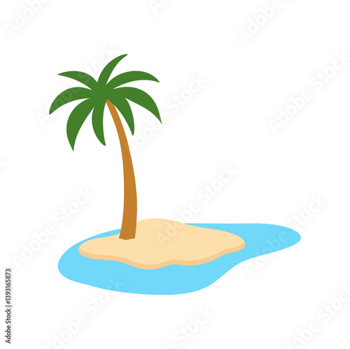 Tropical island with palm trees. Summer vacation in tropics. Cartoon vector illustration