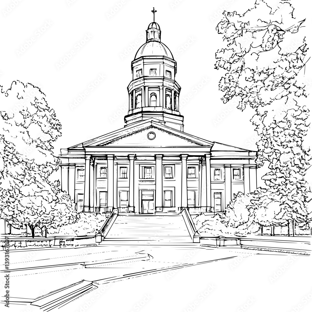 Fototapeta premium Courthouse coloring book vector design, Courthouse vector image