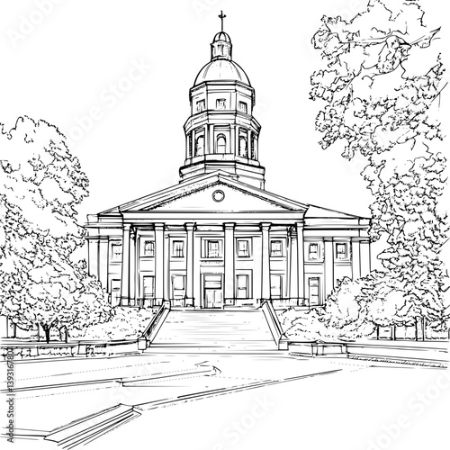 Courthouse coloring book vector design, Courthouse vector image