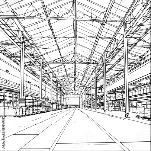 Distribution center coloring book vector design, Distribution center illustration art