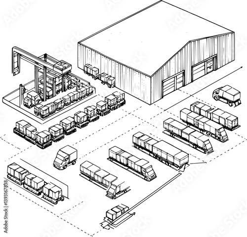 Distribution center coloring book vector design, Distribution center vector image