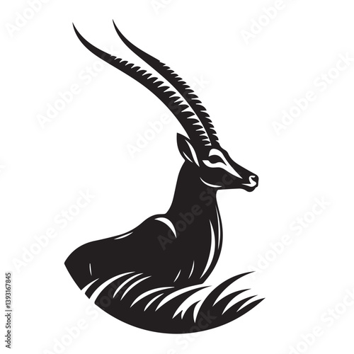 Addax silhouette black and white vector icon