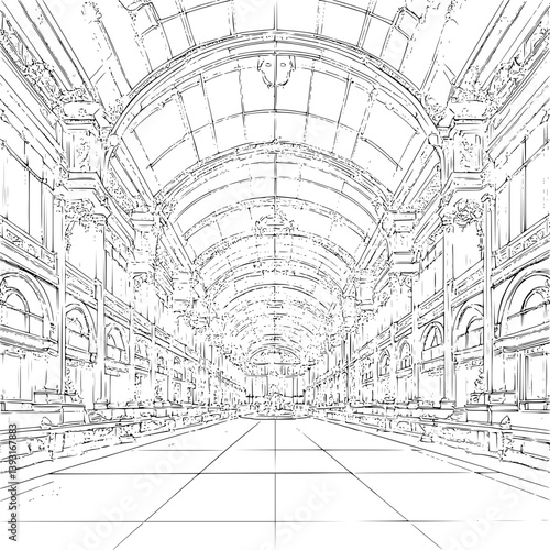 Exhibition center coloring book vector design, Exhibition center illustration art