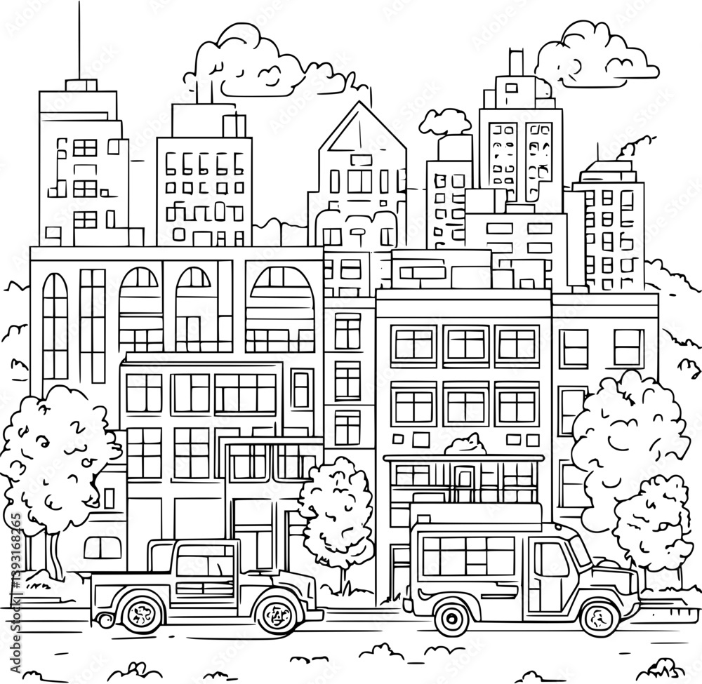 Fototapeta premium Hospital coloring book vector design, Hospital vector graphic