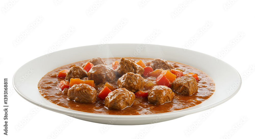 Delicious meatballs in rich sauce served on a plate with fresh vegetables Delicious meatballs in rich sauce served on a plate with fresh vegetables
