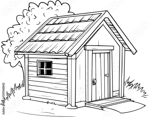 Temporary building coloring book vector design, Temporary building vector graphic