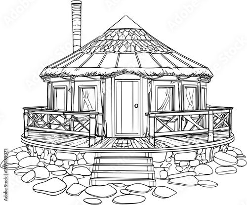 Yurt coloring book vector design, Yurt vector image