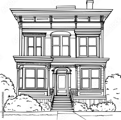 Boarding house coloring book vector design, Boarding house vector graphic