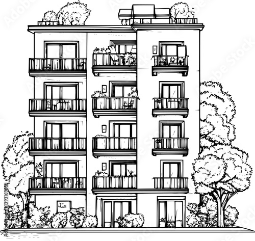 Condominium coloring book vector design, Condominium vector image